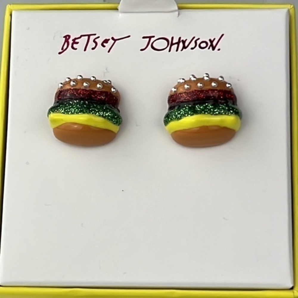 Betsey Johnson - ‘Hamburger’ earrings. NWT Firm!